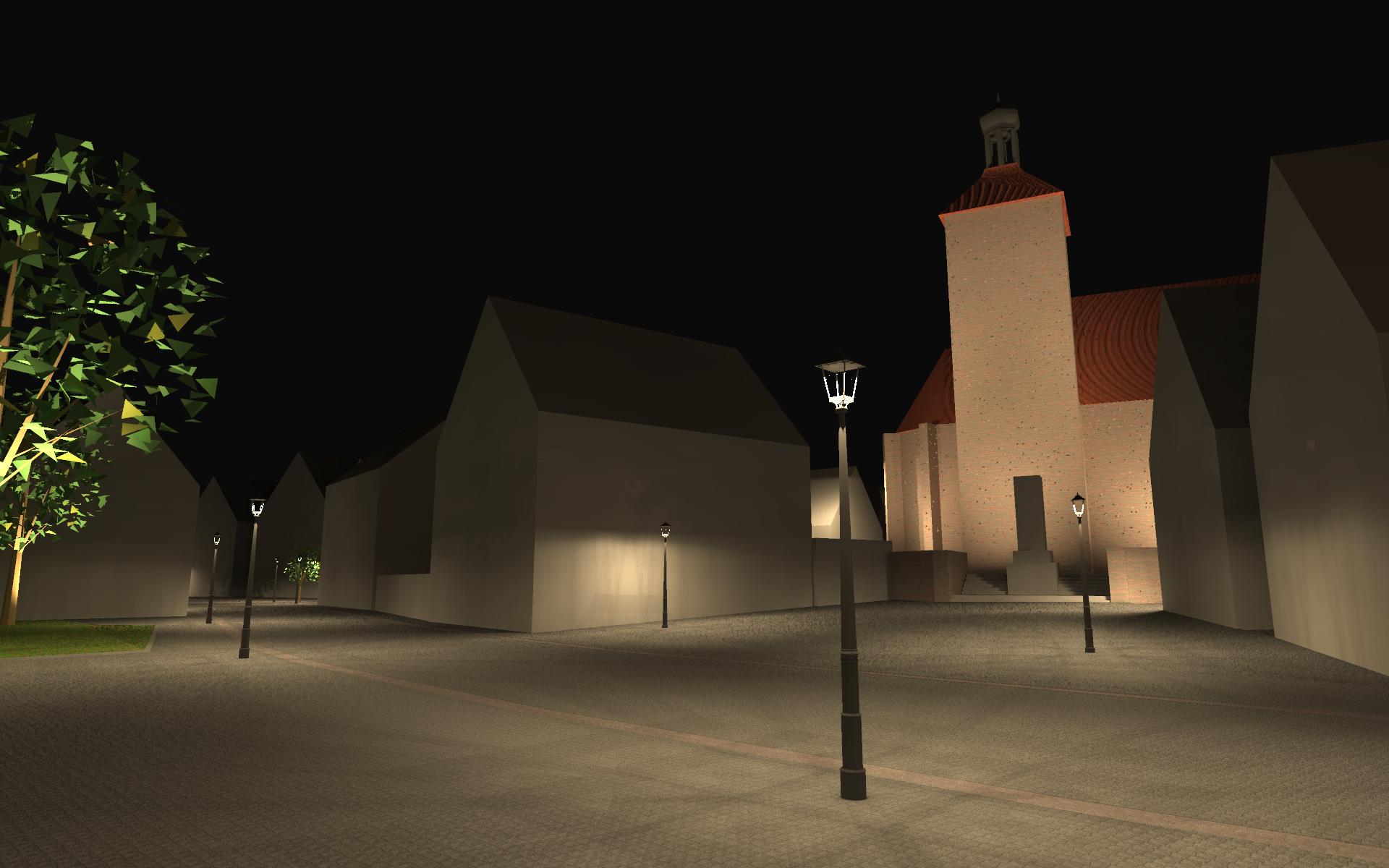 Visualisierung eines Lichtkonzepts der Kirche am Stillaplatz in Abenberg