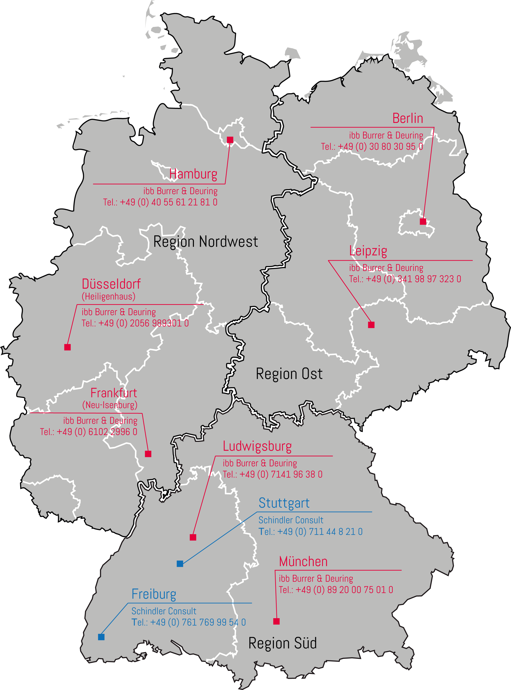 Deutschlandkarte mit allen ibb und scon Niederlassungen